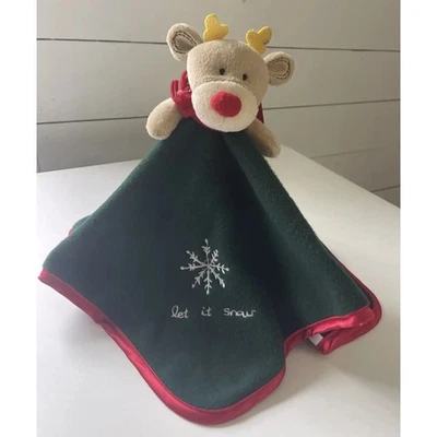 Carter's Reindeer Let It Snow Green Red Lovey Security Blanket ~ NEW - Image 1 of 4