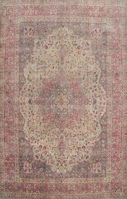 Alfombra antigua de lana beige anudada a mano tamaño habitación tinte vegetal anterior a 1900 alfombra 8x11 Foto 1 de 4