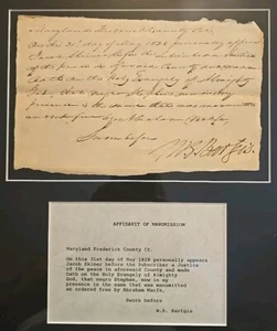 Rare 1828 Affidavit Stating Man No Longer Enslaved, Pre Civil War, Framed - Picture 1 of 8