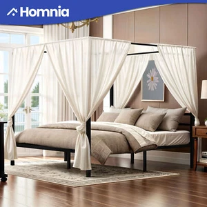 King Size Canopy Bed Frame Metal Platform with Spacious Underbed Storage Space - Picture 1 of 12