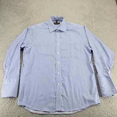 Donald J. Trump Shirt Mens 16.5 - 32/33 Blue Striped Non-Iron French Cuff - Image 1 of 4
