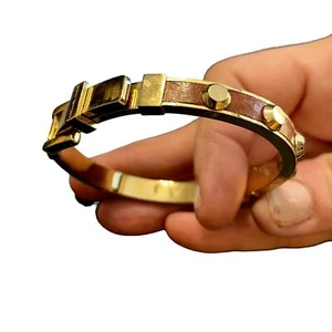 Michael Kors Astor Gold Plated & Brown Buckle Bracelet - Picture 1 of 7
