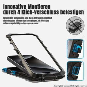 Schnell Einbau ohne Schraube Metall Rahmen Outdoor Case für iPhone 14 15 Pro Max - Picture 1 of 9