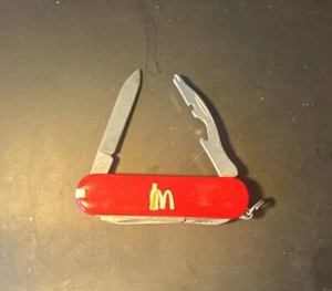 McDonald’s Swiss Army Knife Approx 2.5 Inches Long Red With Logos Keychain - Picture 1 of 2