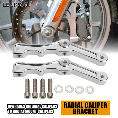 2PCS 100mm Chrome CNC Radial Front Brake Caliper Mount Bracket For Harley FXR - Imagen 1 de 4