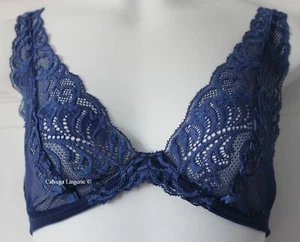 Sujetador de encaje convertible triángulo inalámbrico Natori 739023 ""Plumas"" nuevo con etiquetas, azul marino - Imagen 1 de 8
