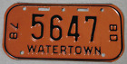 1978/80 Watertown Wisconsin bicycle license plate