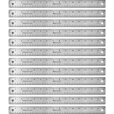12 PACK! 12X Westcott Stainless Steel Ruler 15" / 1" Width 1/16 1/32 10416 Cork