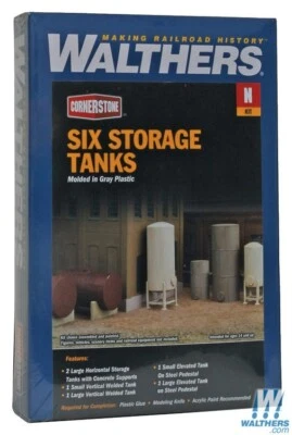 Walthers 933-3265 Storage Tanks Kit Pkg (6) N Scale Train - Image 1 of 2