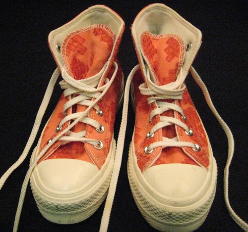 Converse Chuck Taylor arancione rosa salmone ricamo platform A02233C taglia 5
