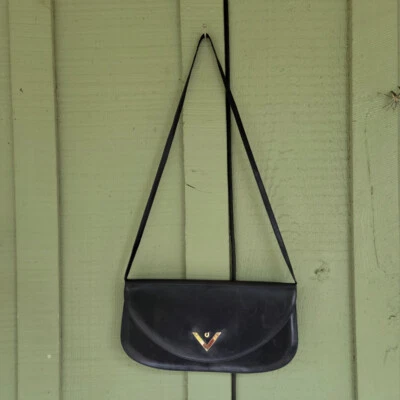 Винтажная темно-синяя кожаная наплечная сумка CHARLES JOURDAN - Изображение 1 из 4