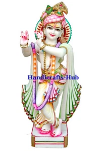 Marble Krishna Statue Krishan Murti Idols Moorti sangmarmar Religious Hindu God  - Picture 1 of 7