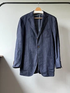 Suitsupply Pure Linen Dark Blue Unlined Notch Lapel Sport Blazer Jacket Size 48 - Picture 1 of 16