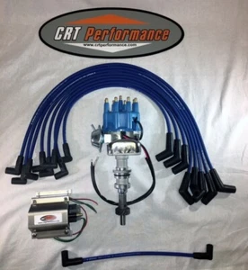 FORD 351W ELECTRONIC Small Cap HEI Distributor BLUE + 60K COIL + 8MM USA WIRES - Foto 1 di 5
