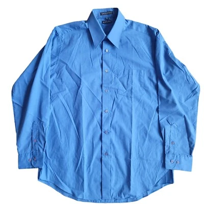 Camisa de vestir Adolfo para hombre azul aguja única sastrería manga larga botón talla 18,5 Foto 1 de 4