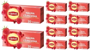 10 x Lipton  RASPBERRY & CRANBERRY - Fruit Tea  10 x 20 Teabags 32g / 1.05oz - Picture 1 of 3
