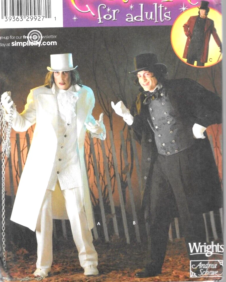Simplicity Pattern 4083 BB Size M XL Mens Willy Wonka Type Costume Coat