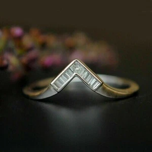 1.12Ct Baguette Simulated Diamond Enhancer Engagement Ring 925 Sterling Silver - Picture 1 of 3