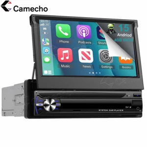 4+64GB 7" Car Stereo Radio 1 DIN CarPlay Android 15 GPS Navi Flip Out Screen FM - Picture 1 of 20