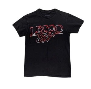 Faded Black Leggo My Eggo Kellogg’s Women’s T Shirt Red/White Logo Size-M - Picture 1 of 1