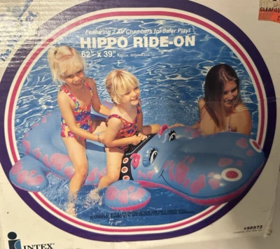 New Intex The Wet Set Hippo Ride-On Pool Float Raft 1995 62x39 Vintage - Image 1 of 4