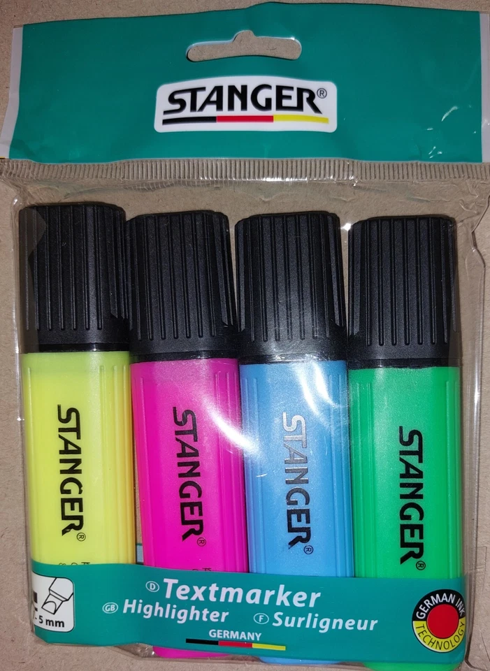 4er Set Text Marker Highlighter von STANGER® - NEU - - Bild 1 von 2