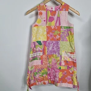 VTY Little Lilly Pulitzer Patchwork Quilt Fish Frog Dress EUC Girls Size 8 - Picture 1 of 6