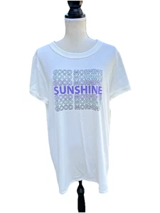 Lularoe Liv Tshirt Top Large (sizes 14-16) White “Good Morning Sunshine” NWT - Picture 1 of 12
