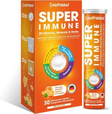Super Inmune Efervescente 30 Comprimidos Apoyo Antioxidante Sabor Naranja EXP 02/27 Foto 1 de 4