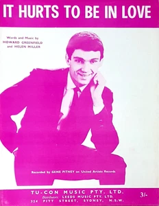 Gene Pitney-It Hurts To Be In Love-1964 Original Australian Sheet Music-Scarce! - Picture 1 of 1