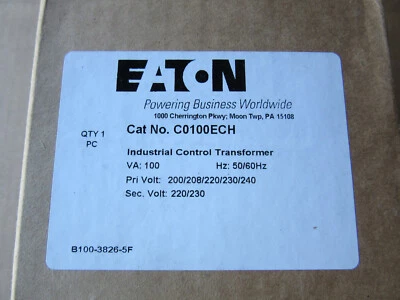 Transformador de control Eaton C0100ECH 100VA Pri. 200-240V a Sec. 220/230V Nuevo Foto 1 de 2