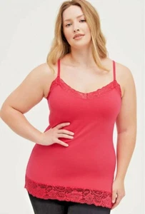 BNWT Torrid Plus Size 2 (18/20) Lace Trim Magenta Foxy Tunic Cami Cotton Spandex - Picture 1 of 10