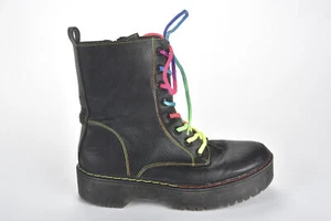 Union Bay Black Lace up Combat Boots Non Slip Rubber Sole Size 7.5 - Picture 1 of 5