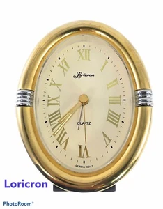 Loricron Desk Clock 4.5"H x 3.5"W Gold Silver Tone Trim Quartz German Movement - Picture 1 of 3