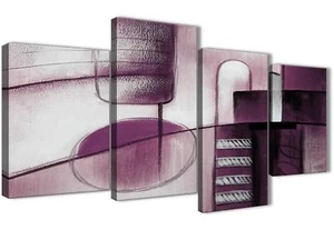 Large Plum Grey Painting Abstract Bedroom Canvas Wall Art Decor - 4420 - 130cm - Picture 1 of 5