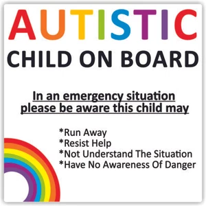 Autistic Child On Board Waterproof Car Sticker Advice/Warning - Picture 1 of 1