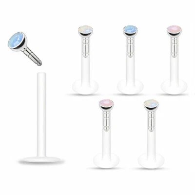 2er 6mm-12mm Lippenpiercing Labret Monroe Opalit Acryl Stab Tragus Ohr Piercing - Bild 1 von 4