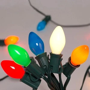 25Ft Multicolor Christmas Lights C7 Vintage Christmas String Lights with 27 Mult - Picture 1 of 9