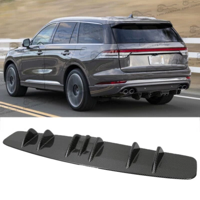 Carbon Look Lower Rear Bumper Lip Diffuser 7Fin Wing  For Lincoln MKZ MKS Sedan - Image 1 of 4