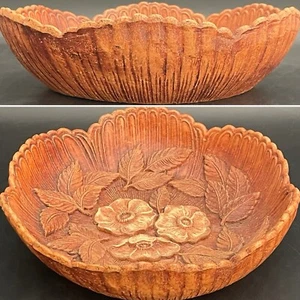 Multi Products Pressed Wood Floral Nut/Serving Bowl 1951 Made in USA 8" diameter - Picture 1 of 7