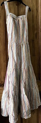#602 Girls' Vertical Stripe Maxi Dress with Spaghetti Straps: Size 11 Yrs - Image 1 of 2