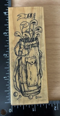 PSX - Wood Rubber Stamps G-1677 Golf Bag Clubs Irons Wood Putter - Image 1 of 4