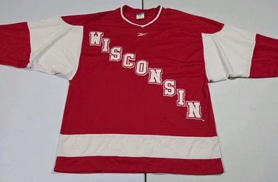 University of Wisconsin Hockey Jersey M XLarge Red Badgers Vintage Late 90s 🏒 - Image 1 of 4
