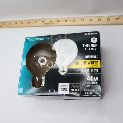 (2-Pk) EcoSmart G25 Fine Bendy Filament LED Light Bulb 40W Bright White  - Image 1 of 4