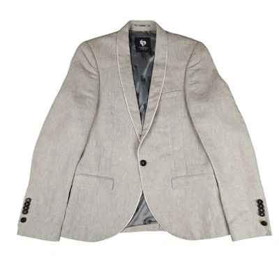 Twisted Tailor Men's Runner Skinny Fit Beige Linen Jacket Size 36R - Image 1 of 4