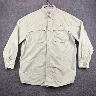 LL Bean Mens XL Tall Beige Long Sleeve Button Up Fishing Shirt Vented - Image 1 of 4