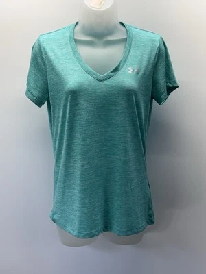 Under Armour Heatgear V-Neck Heather Green Short Sleeve T-Shirt Women’s Size S - Image 1 of 4