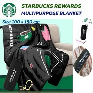 Starbucks Rewards Gold 2025 Multipurpose Blanket Black 100x150cm Foldable Travel - Picture 1 of 7