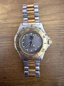 TAG Heuer Professional 3000 Quartz Watch Gray Dial Gold Bezel 200m Water Resista - Picture 1 of 5