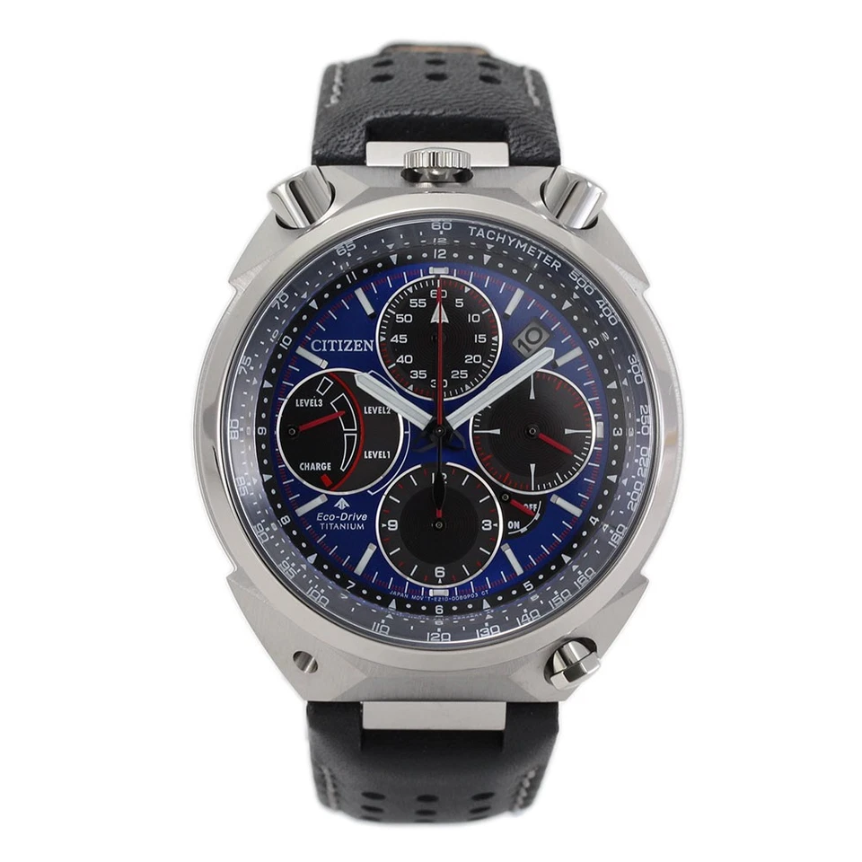 Citizen Men's Land Alarm Date Chronograph Eco-Drive Black Watch 44 MM AV0088-01L